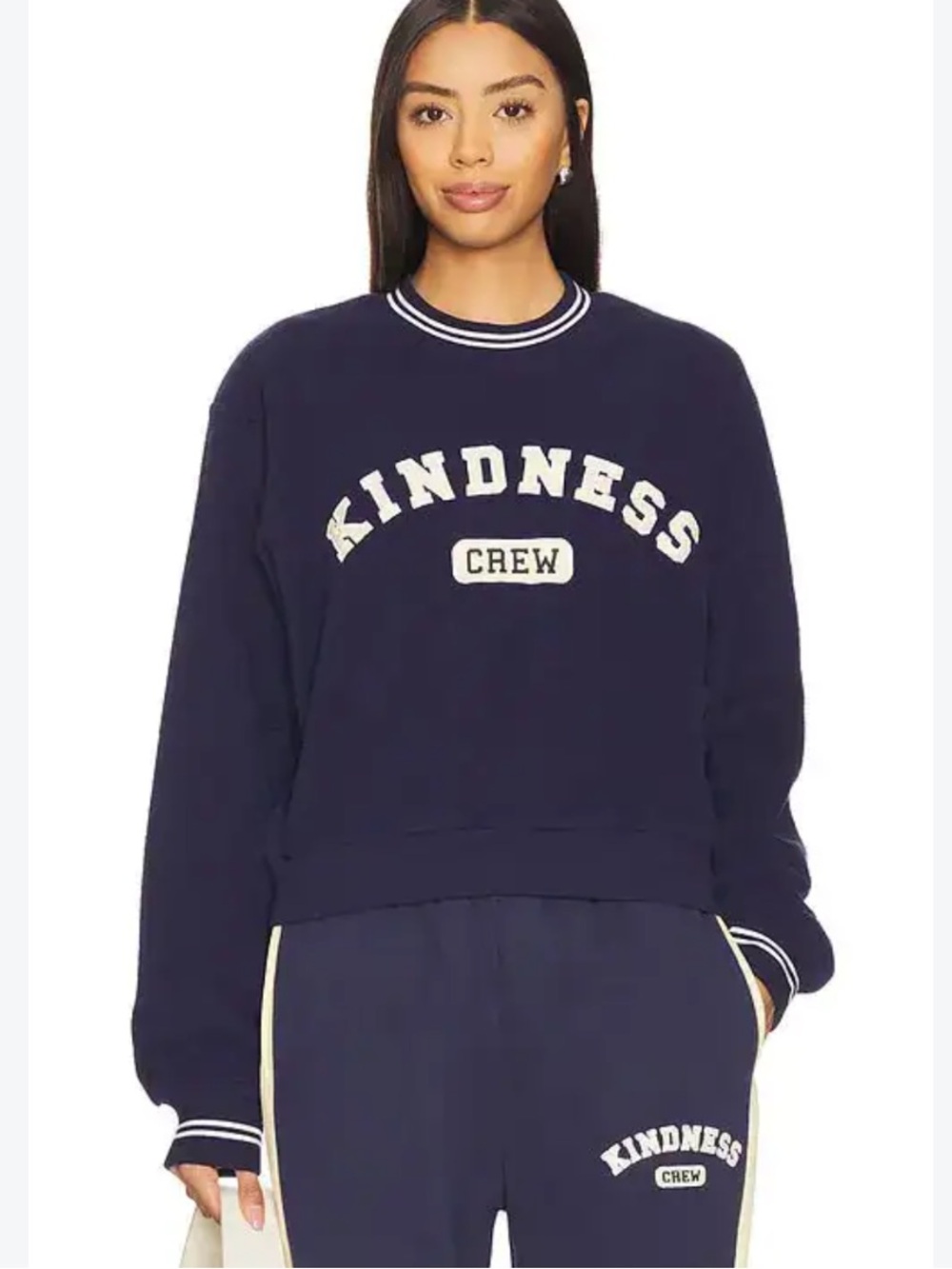 THE MAYFAIR GROUP kindness crewneck teddy fitted crewneck in blue